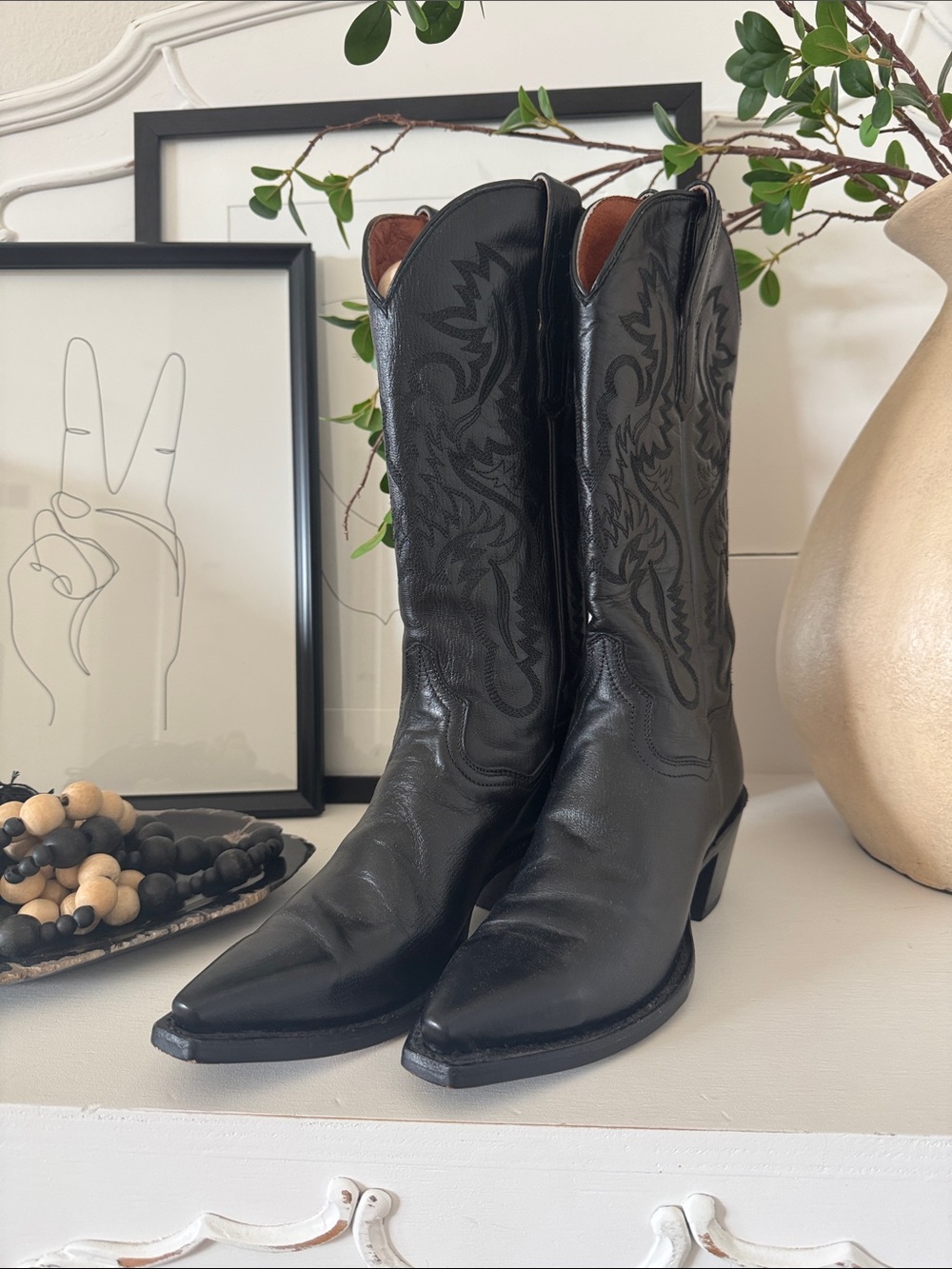Dan Post MARIA Black Leather Western Cowboy Boots